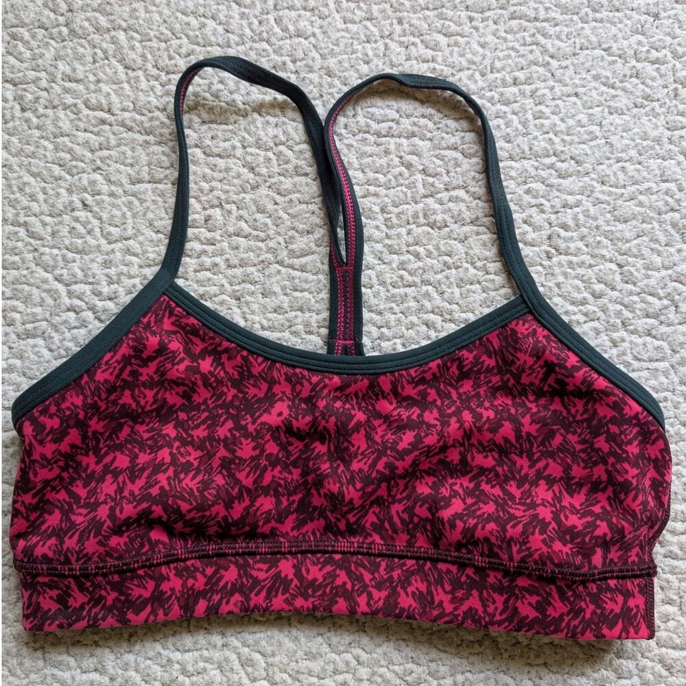 Lululemon Flow Y Bra IV Red Black Tie-Dye Sports Bra Size 6
